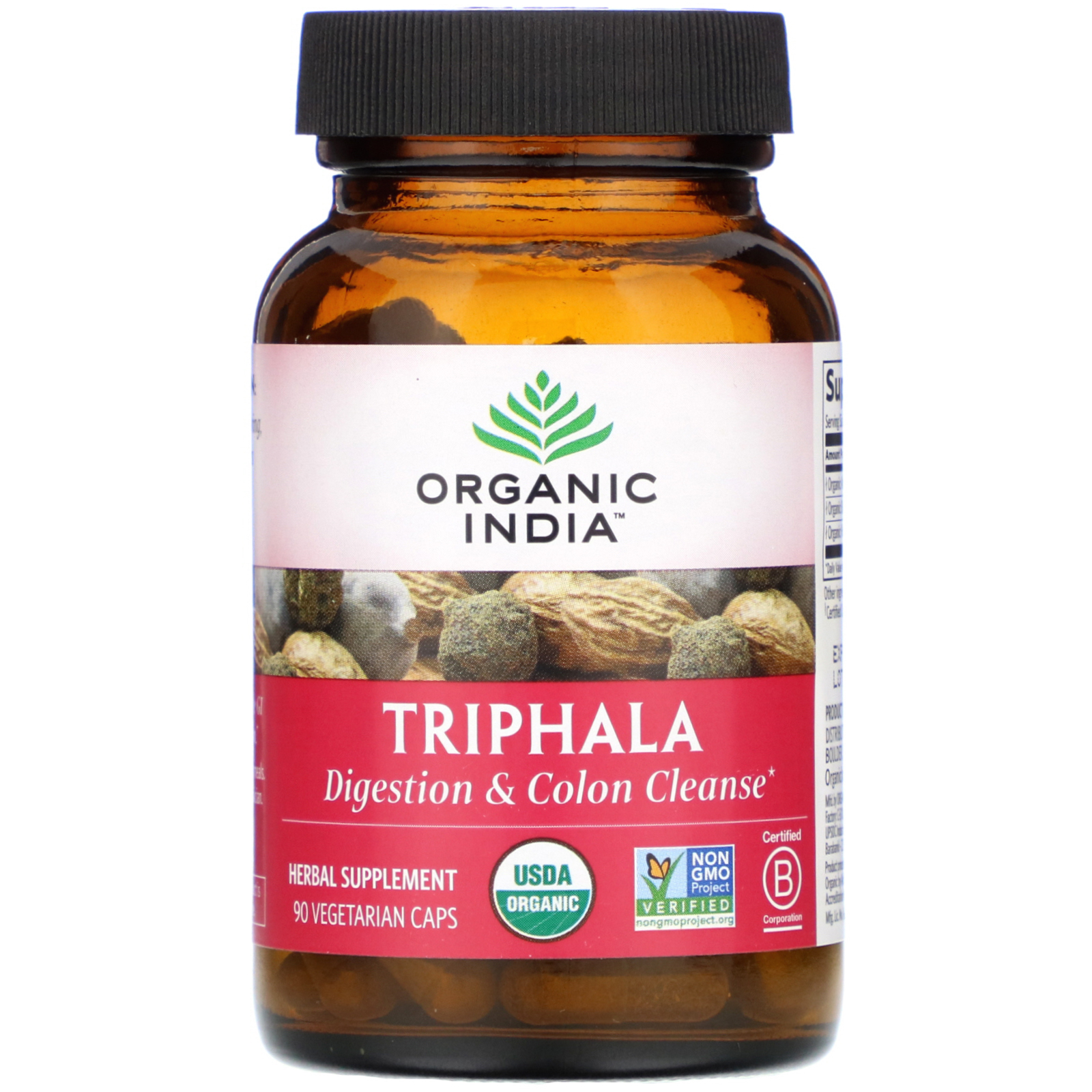 Organic India, Трифала, 90 вегетарианских капсул