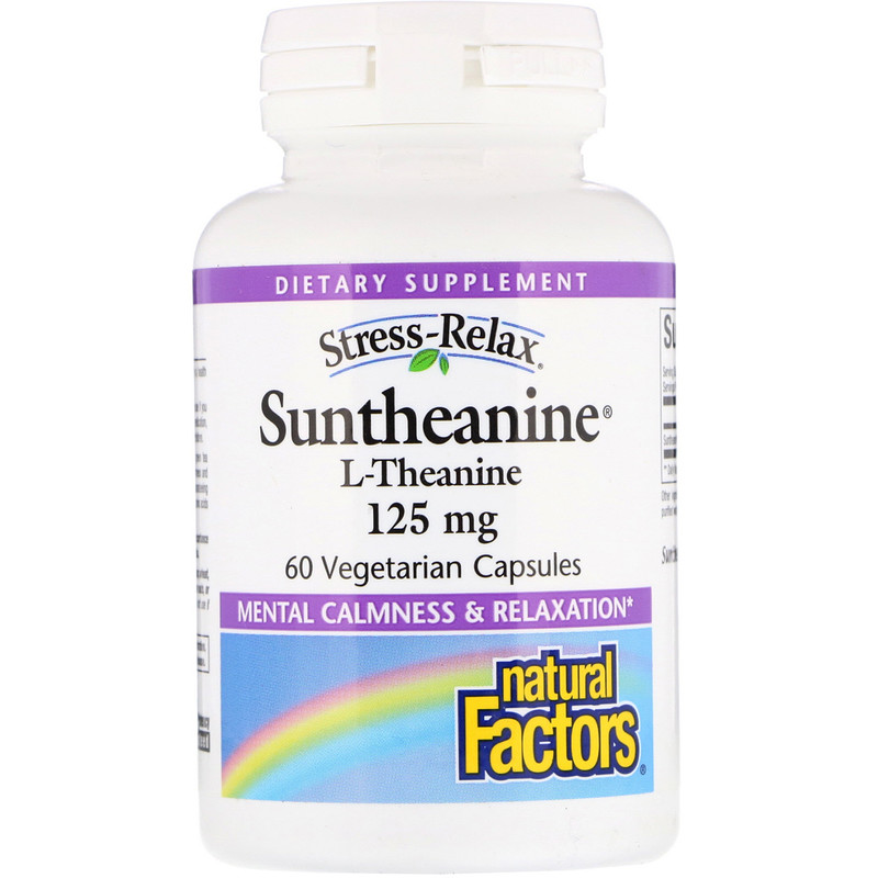 Natural Factors, Suntheanine, L-теанин, 125 мг, 60 вегетарианских капсул