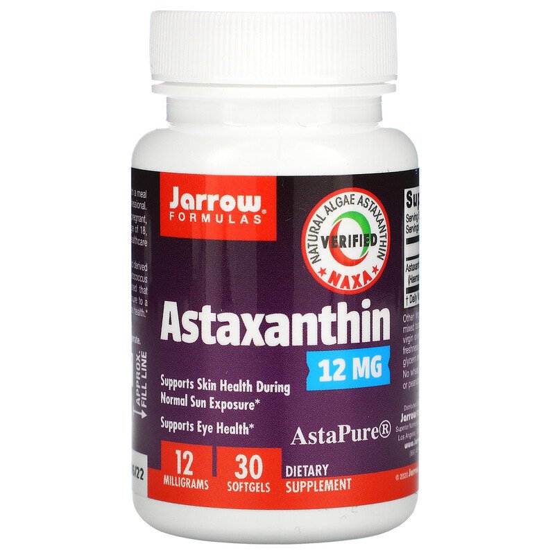 Jarrow Formulas, Астаксантин, 12 мг, 30 мягких желатиновых капсул