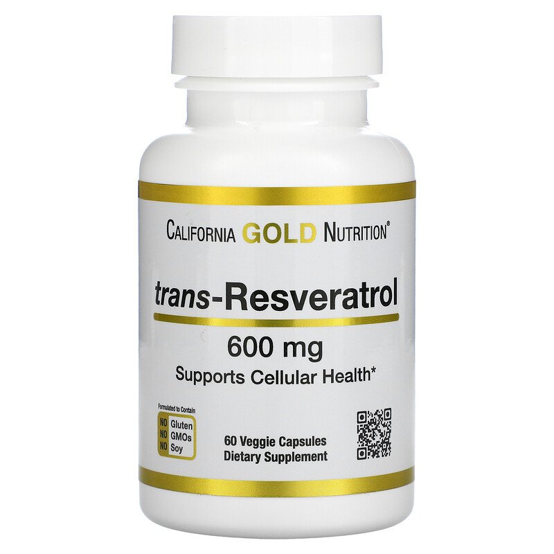 California Gold Nutrition, транс-ресвератрол, 600 мг, 60 вегетарианских капсул
