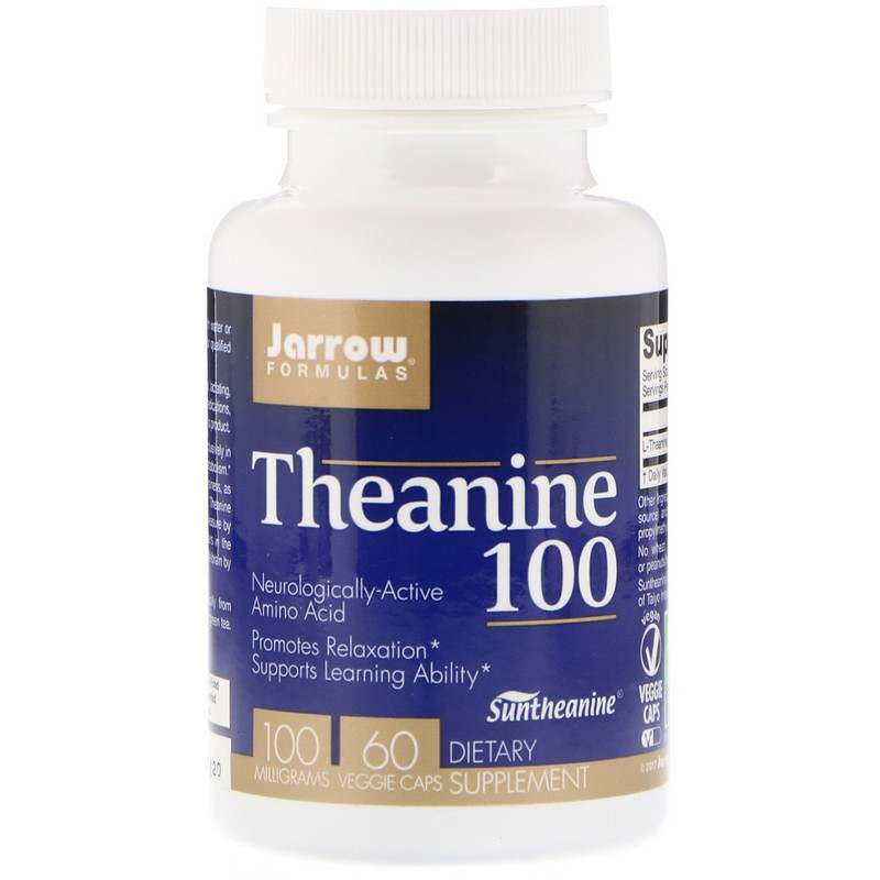 Jarrow Formulas, Теанин 100, 100 мг, 60 вегетарианских капсул