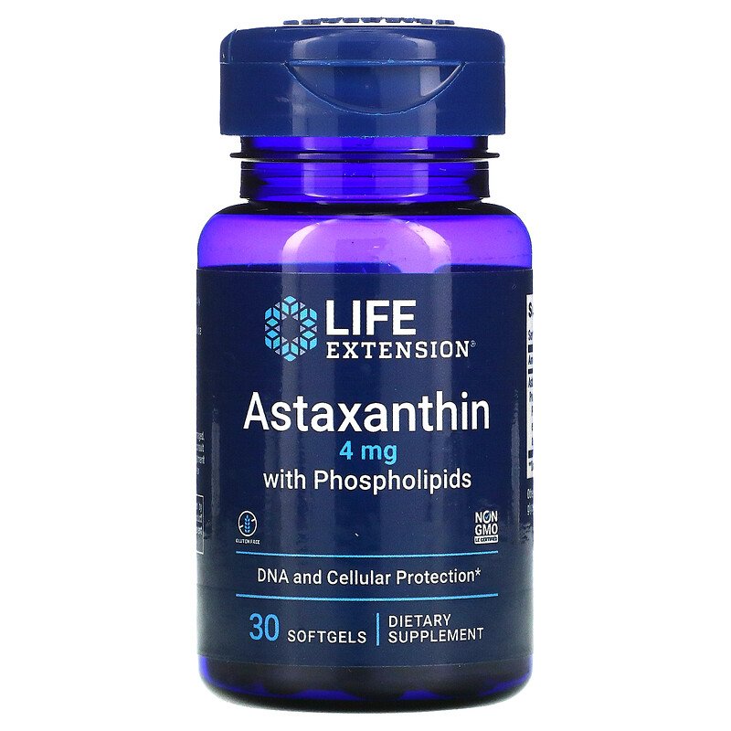Life Extension, астаксантин с фосфолипидами, 4 мг, 30 капсул