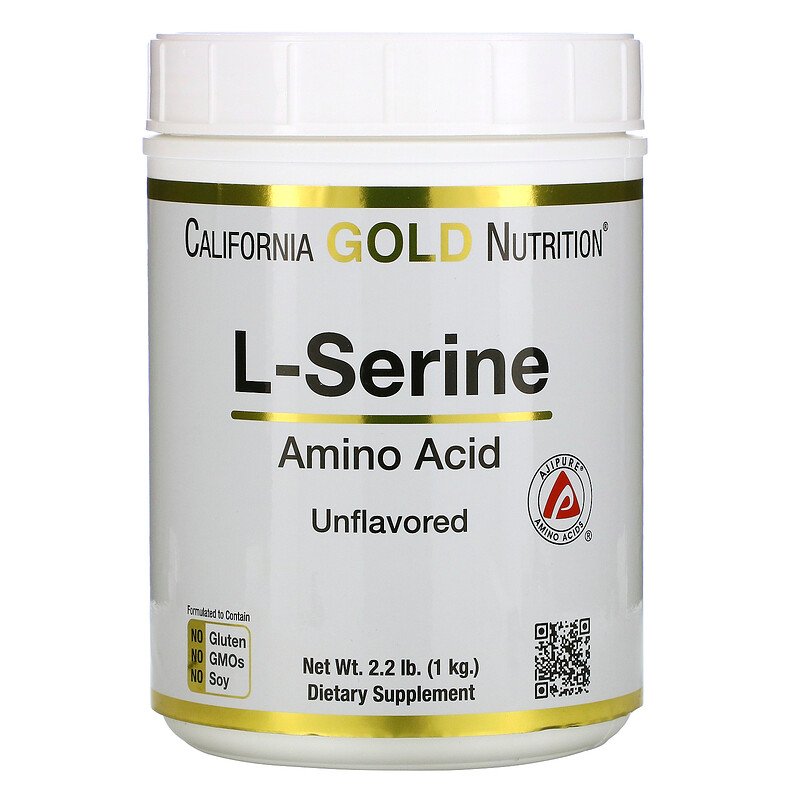 California Gold Nutrition, L-серин, AjiPure, порошок без ароматизаторов, 1 кг (2,2 фунта)