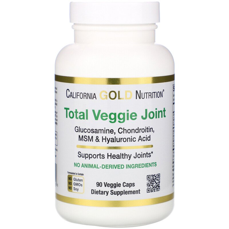 California Gold Nutrition, Total Veggie Joint Formula, растительный глюкозамин и хондроитин плюс МСМ, гиалуроновая кислота, олигопин, 90 растительных капсул