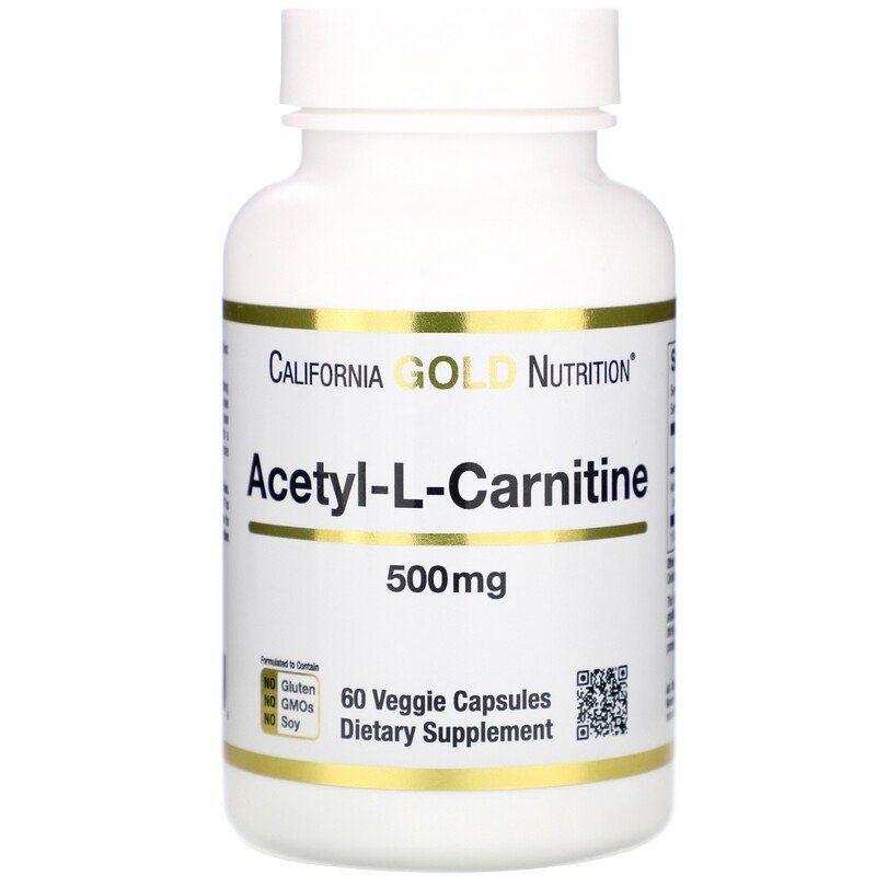 California Gold Nutrition, SPORT, Ацетил-L-карнитин, 500 мг, 60 растительных капсул