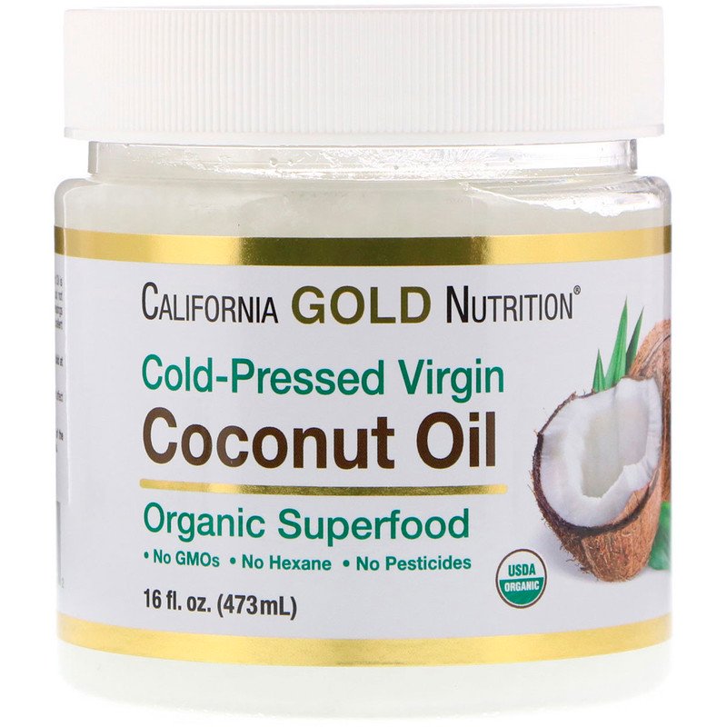California Gold Nutrition, Органическое кокосовое масло первого холодного отжима, 473 мл (16 жидк. унций)